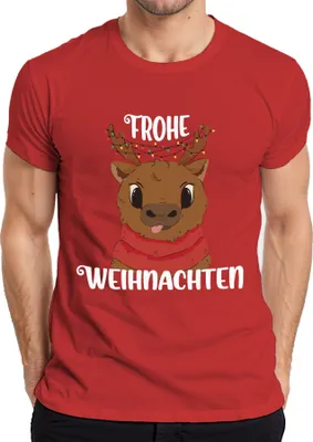 Produktbild von Frohe Weihnachten Rentier Süß - Weihnachten Weihnachtsgeschenk Christmas Herren T-Shirt, Rot, M