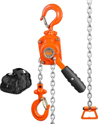 Produktbild von VEVOR Mini Hebelzug 0,5T Tragfähigkeit Kettenzug 260N Zugkraft Flaschenzug 2,80m Hubhöhe Ratschenzug Hebezug aus Stahl G80-Kette Weston Doppelklinkenbremse 360° drehbarer Haken Handkettenzug