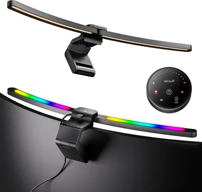Obrázok produktu pre Monitorová lampa – osvetlenie pracovného stola – pre pohodlie očí – s RGB podsvietením – 66 cm – čierna