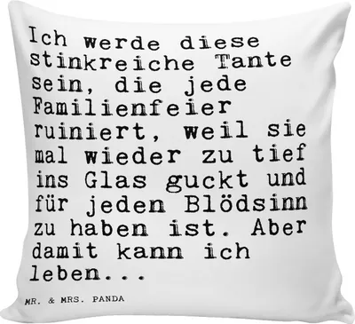Produktbild von Mr. & Mrs. Panda Kissen 40x40 Ich werde diese stinkreiche... - Weiß - Geschenk, Zierkissen, Frau, kuschelkissen, Deko, bedruckt, Frauen, Zitate, Sofakissen, Tante, Nichte