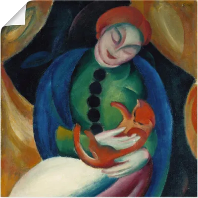 Produktbild von ARTland Poster Mädchen mit Katze II. 1912 Größe: 50x50 cm