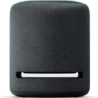 A studio shot of an Amazon Echo Studio smart speaker.