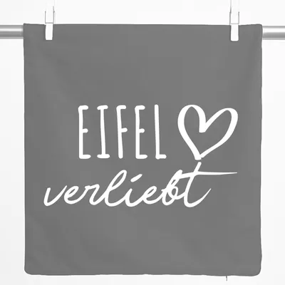 Produktbild von Huuraa Kissenbezug Eifel verliebt 40x40cm Steel Grey Baumwolle Dekokissenbezug Geschenkidee