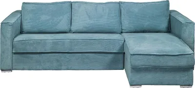 Produktbild von Doppelseitiges Eckschlafsofa express in türkisem Cord - Schlafbereich mit breiten Latten 140 cm - Matratze 18 cm - LORETO