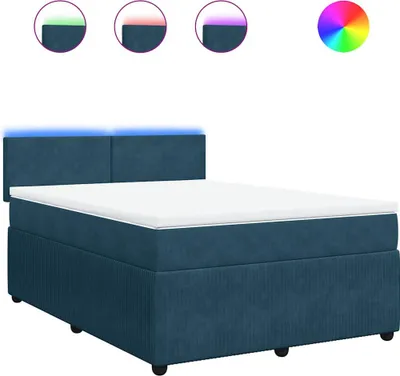 Produktbild von vidaXL Boxspringbett mit Matratze Blau 140x200 cm Samt