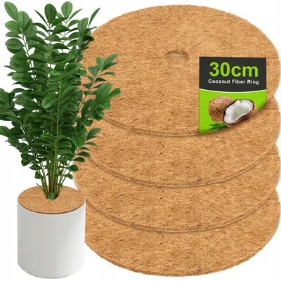 Immagine prodotto di Set da 4 dischi pacciamanti in cocco Ø 30 cm – copri vaso antierbacce, protezione invernale delle radici per piante in vaso e arbusti