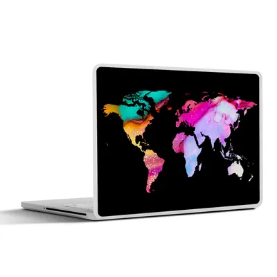 Produktbild von MuchoWow® Laptop Aufkleber Sticker Cover Weltkarte - Aquarell - Regenbogen 36.5x27.5 cm - Laptop-Sticker