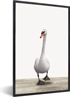 Produktbild von MuchoWow® Gerahmtes Poster Schwan - Tiere - Vogel - Jungen - Mädchen - Kinder 60x90 cm - Poster mit Schwarzem Bilderrahmen Wandposter Rahmen Foto Bilder - Kunst