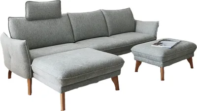 Produktbild von Sofa Genova 248x167 mit motor. Sitzvorzug Grau Füße Eiche