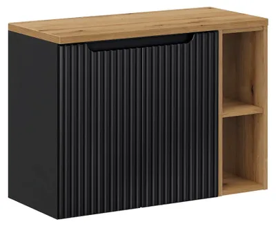 Produktbild von Waschtischunterschrank 80.4cm Riva, Schwarz und Holzoptik