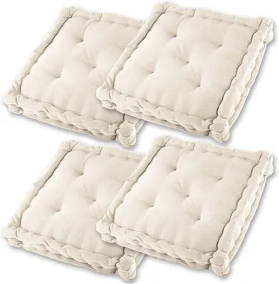 Produktbild von Set aus 4 bequemen Sitzkissen 40 x 40 cm für Stühle und Böden