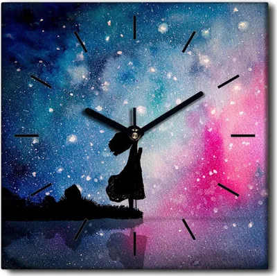 Produktbild von Coloray Uhr auf Leinwand 30x30 cm Wand Uhr Dekoration Wohnzimmer Segeltuch schwarze Hände -Aquarellstern