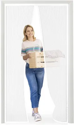 Produktbild von Fliegengitter für Türen - Insektenabwehr, einfach zu installieren - Weiß 105x235 cm