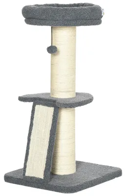 Productafbeelding van PawHut Kraboom, 92 cm hoog, klimboom met krabplank, kattenboom, donkergrijs