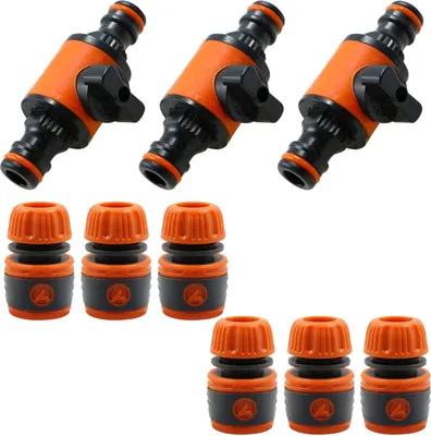 Productafbeelding van Tuinslang-verbindingsstuk, slangkoppeling met regelventiel, 1/2 inch, 3 stuks, voor tuin en buitengebruik