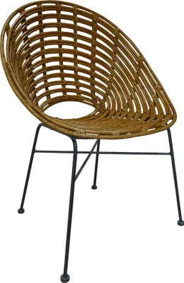 Produktbild von SIT Möbel Stuhl | runde Sitzschale Rattan natur | Gestell Metall schwarz | B 70 x T 63 x H 88 cm | 05348-01 | Serie RATTAN