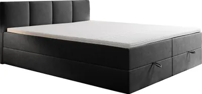 Produktbild von TRADA Royal Boxspringbett 200x200 mit Bettkasten Bonell H3 mit Topper Dunkelgrau