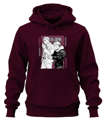 Immagine prodotto di Jujutsu Kaisen Nanami Itadori Anime Estetica Regalo Manga Retro Unisex Felpa con cappuccio, Borgogna, XXL