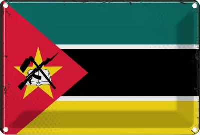 Produktbild von vianmo Blechschild 20x30 cm Mosambiks Mozambique Flagge Fahne Wappen