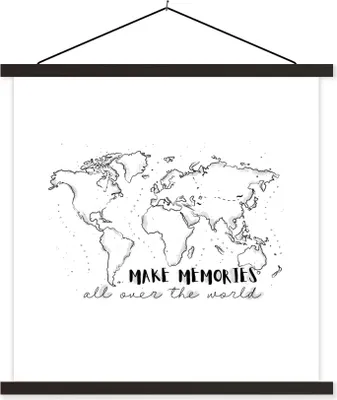 Produktbild von MuchoWow® Textilposter Karte - Sprichwörter - Schwarz und Weiß 40x40 cm mit schwarzem Rahmen - Fotos