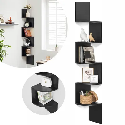 Produktbild von Eckregal, Wandregal 5 Ebenen, Schweberegal für Bücher, Bücherregal, für Schlafzimmer, Wohnzimmer, Badezimmer, Homeoffice