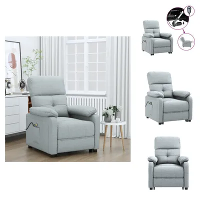 Image de vidaXL Fauteuil de massage électrique Gris clair Tissu - Fauteuil de massage