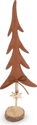 Produktbild von Deko Weihnachtsbaum Leder & Holz | 38x12 cm | Dunkelbraun | 15686