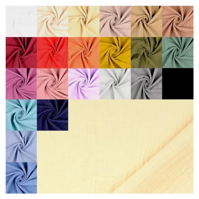Produktbild von Musselin Stoff Meterware in Leinenoptik - Double Gauze - BabyBaumwolle - Windelstoff, Blusenstoff Krepp  *ab 25cm, Farbe: 152 Sand