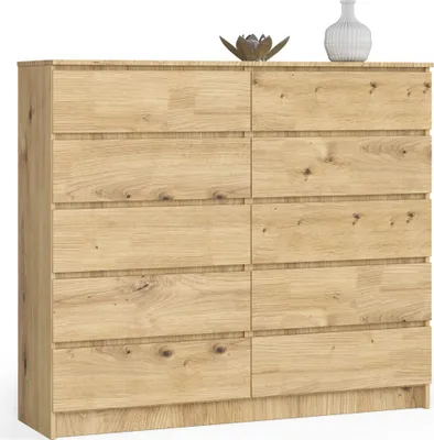 Zdjęcie produktu dla Komoda AKORD K140 Dąb Artisan 138 cm 10 szuflad kolor Dąb Artisan mat 138x40x121 cm