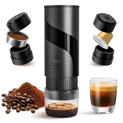 Produktbild von Tekoo Reisekaffeemaschine Tragbare  Espressomaschine 20 Bar Akku, für Kapsel & Pulver, USB-C