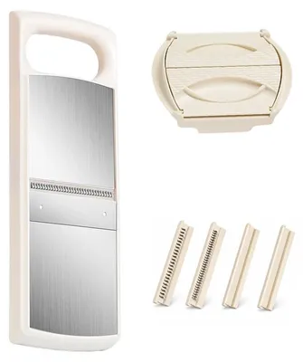 Produktbild von Mandoline Gemüseschneider Küche, 4-in-1 Gemüsehobel mit Edelstahlklingen, Gemüse Reibe und Julienne Schneider mit Fingerschutz, spülmaschinengeeignet