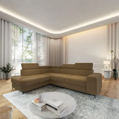 Produktbild von Masseno Ecksofa ALVORO L-S mit Schlaffunktion L-Form, Sofa mit Bettkasten, Wohnzimmersofa, Couch, Soffa, Bettsofa, Couchgarnitur- Orange, QUELLE 17