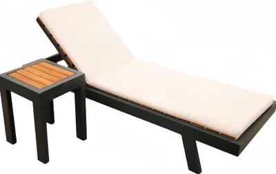 Produktbild von Klassische Chaiselongue+Couchtisch Modern Luxus Garten Möbel Schwarz mit Kissen