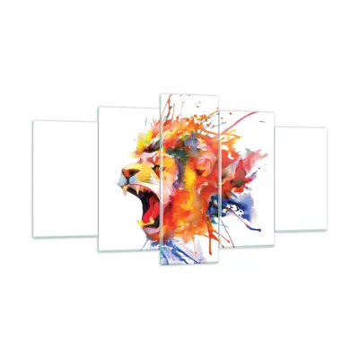 Produktbild von Bilder auf glas - Löwe modern Malerei Tier - 160x85cm - Glasbilder - Wandbilder - Kunstdruck - zum Aufhängen bereit - Wanddekoration aus Glas - Glas Bilder - Wandbild auf Glas - GEA160x85-2885