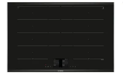 Image de Table de cuisson, Bosch PXY875KV1E, SER8 plaque à induction, 80 cm, 2 zones FlexInduction étendues, écran tactile TFT complet, Home Connect, PerfectFry, noir
