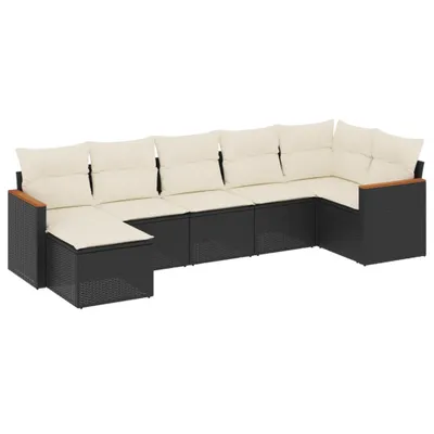 Produktbild von vidaXL 7-tlg. Garten-Sofagarnitur mit Kissen Schwarz Poly Rattan