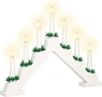 Obrázek produktu pro LED vánoční svícen - 7 svíček, 30cm, 2xAA, bílý