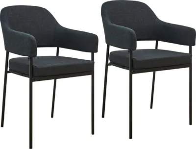 Produktbild von SVITA SCARLETT Esszimmerstühle 2er Set Armlehnstuhl Polsterstuhl Stoff Schwarz