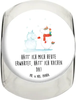 Produktbild von Mr. & Mrs. Panda gewürzglas Einhorn Schneemann L 870ml - Weiß - Geschenk, Weihnachten, Aufbewahrungsdose, Kaffeedose, glasbehälter, Schnee, Winter, schraubglas, Unicorn