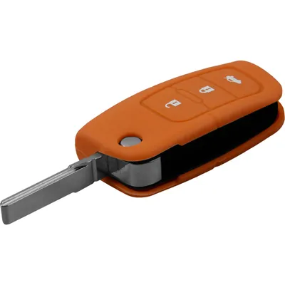 Produktbild von PhoneNatic Silikon Schlüssel Hülle kompatibel mit der Ford Focus / Fusion / S-Max 3-Tasten Fernbedienung in orange Klappschlüssel 3-Key