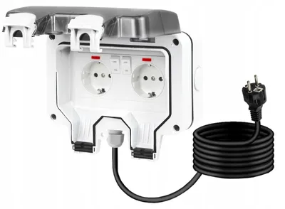 Image de APV Prise Électrique Extérieure Double Schuko IP66 Blanc