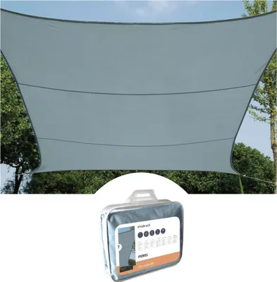 Produktbild von Perel Sonnensegel 5 x 5 m, quadratisch für Garten und Terrasse, wasserabweisendes Polyester 160