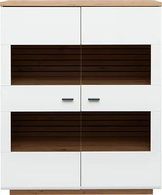 Produktbild von Highboard 110cm breit, weiß mit Eiche, FALLON-55