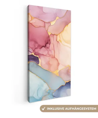 Produktbild von MuchoWow® - Leinwandbilder - Marmor - Farbenfroh, Wandbild, Wanddeko Bilder Wohnzimmer, 20x40 cm