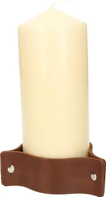 Produktbild von ABRATO Stumpenkerze 80x200mm Creme mit Ledergriff Dekorative Kerze
