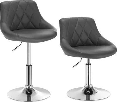 Image de Tabouret de bar Norino Deluxe – Industriel – Gris – Avec dossier – Réglable en hauteur 66–82 cm – Tabouret de bar 1 pièce – Cuisine & bar – Simili cuir