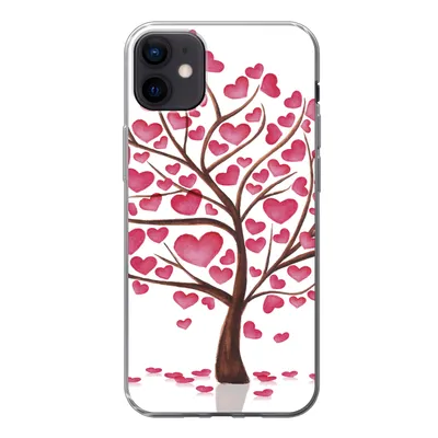 Produktbild von MuchoWow® Handyhülle Schutzhülle Hülle für iPhone 12 mini Eine Illustration eines Baumes mit Herzen Silikon Softcase Handy Hülle - Bild