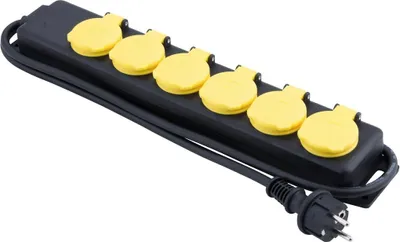 Produktbild von HEITRONIC 45059 Steckdosenleiste ohne Schalter Schwarz/Gelb erhöhter Berührungsschutz (45059)