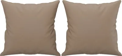 Obrázok produktu pre vidaXL dekoratívny vankúš 2 ks cappuccino hnedý 40x40 cm Imitácia kože