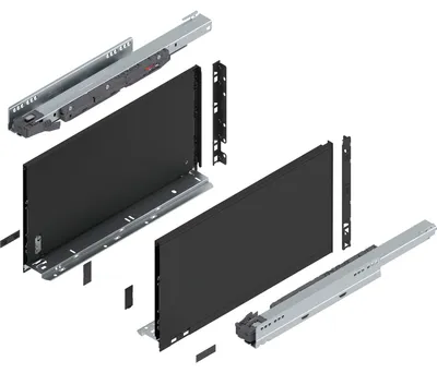Produktbild von Blum Legrabox pure H F Schubladenschienen Set | 1 Paar, 40kg 450mm | Tip On Vollauszug, carbonschwarz